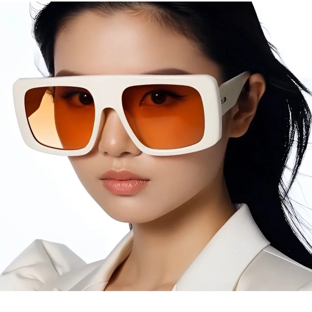 Celebrity Betty  Sunglasses Women White Frame Amber Lens Fashion Shades‎ Lentes